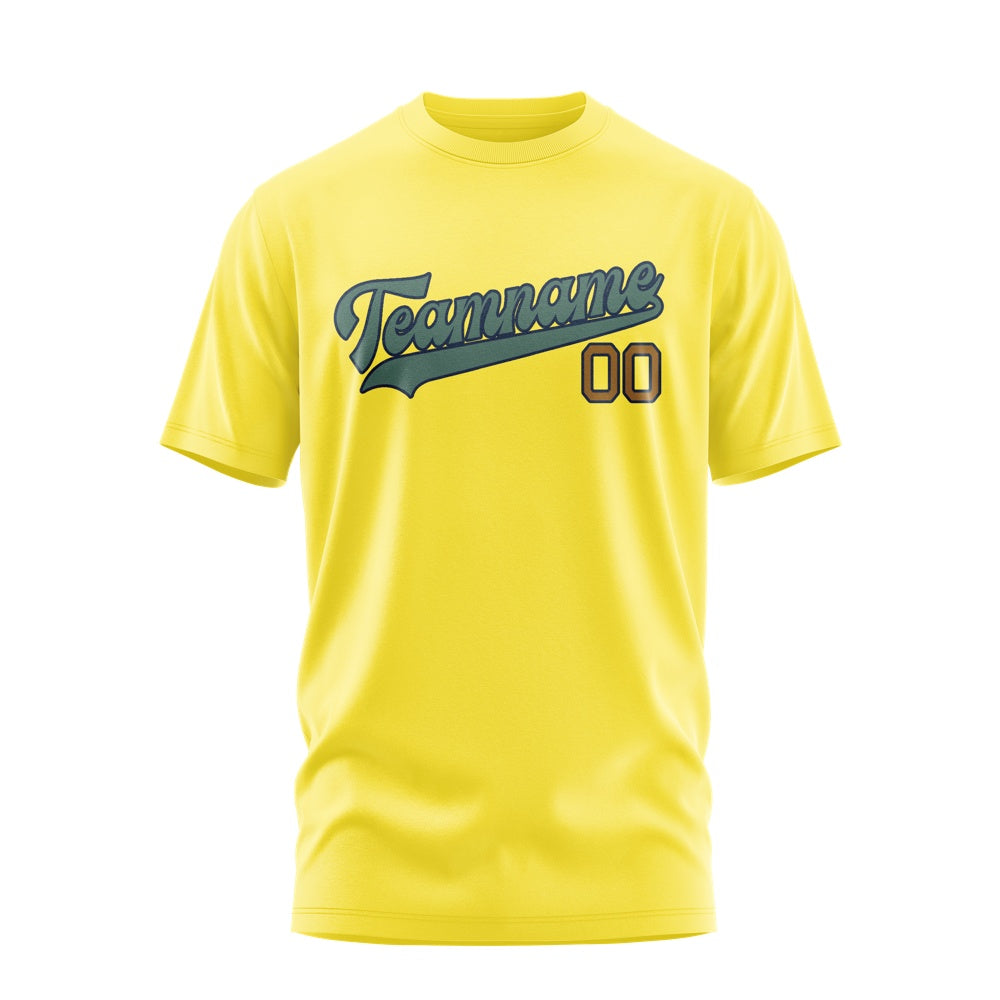Custom Light Yellow Blue Green T-Shirt