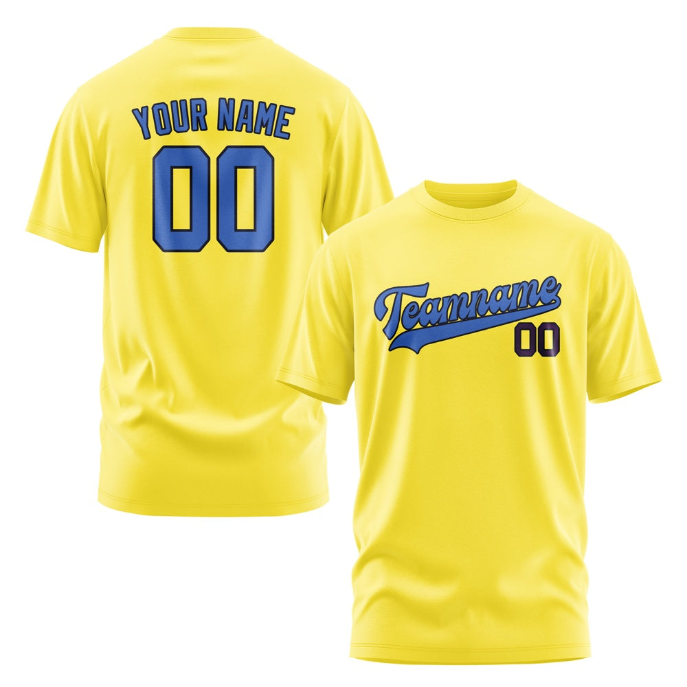 Custom Light Yellow Sky Blue T-Shirt