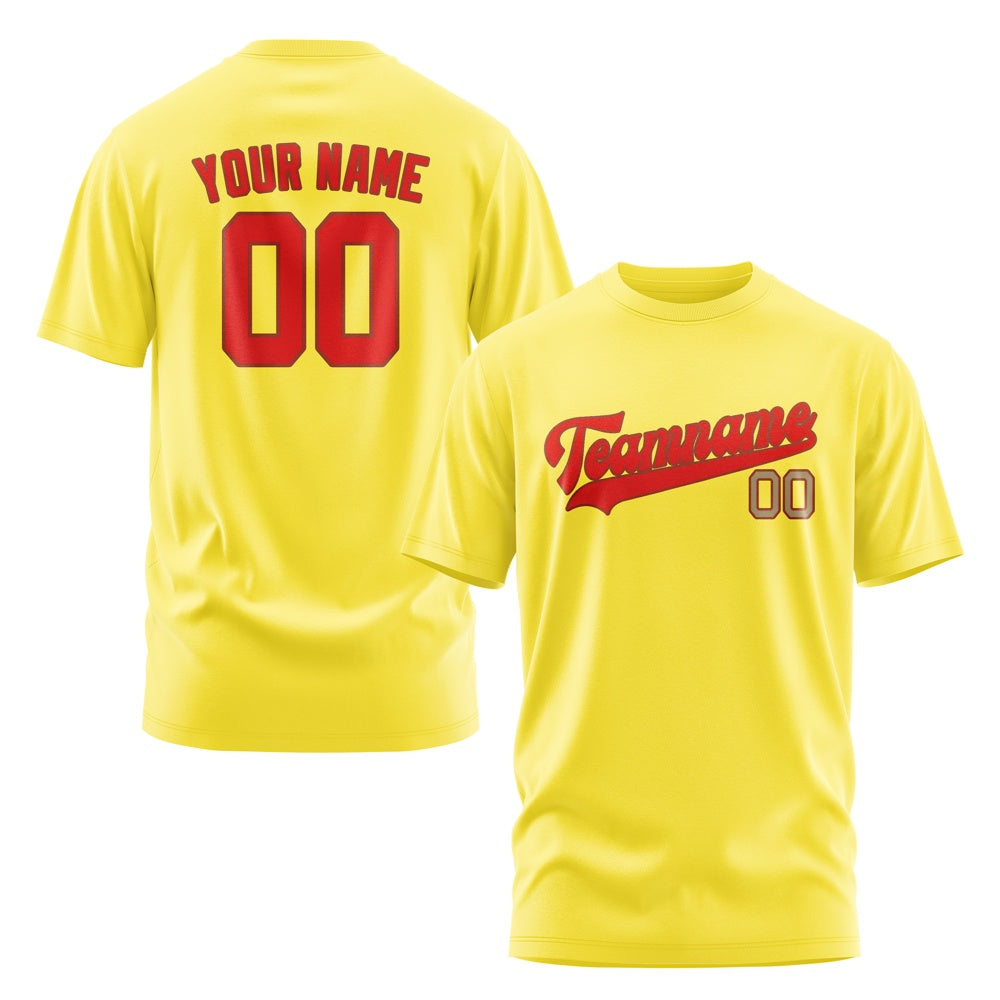 Custom Light Yellow Orange Red T-Shirt