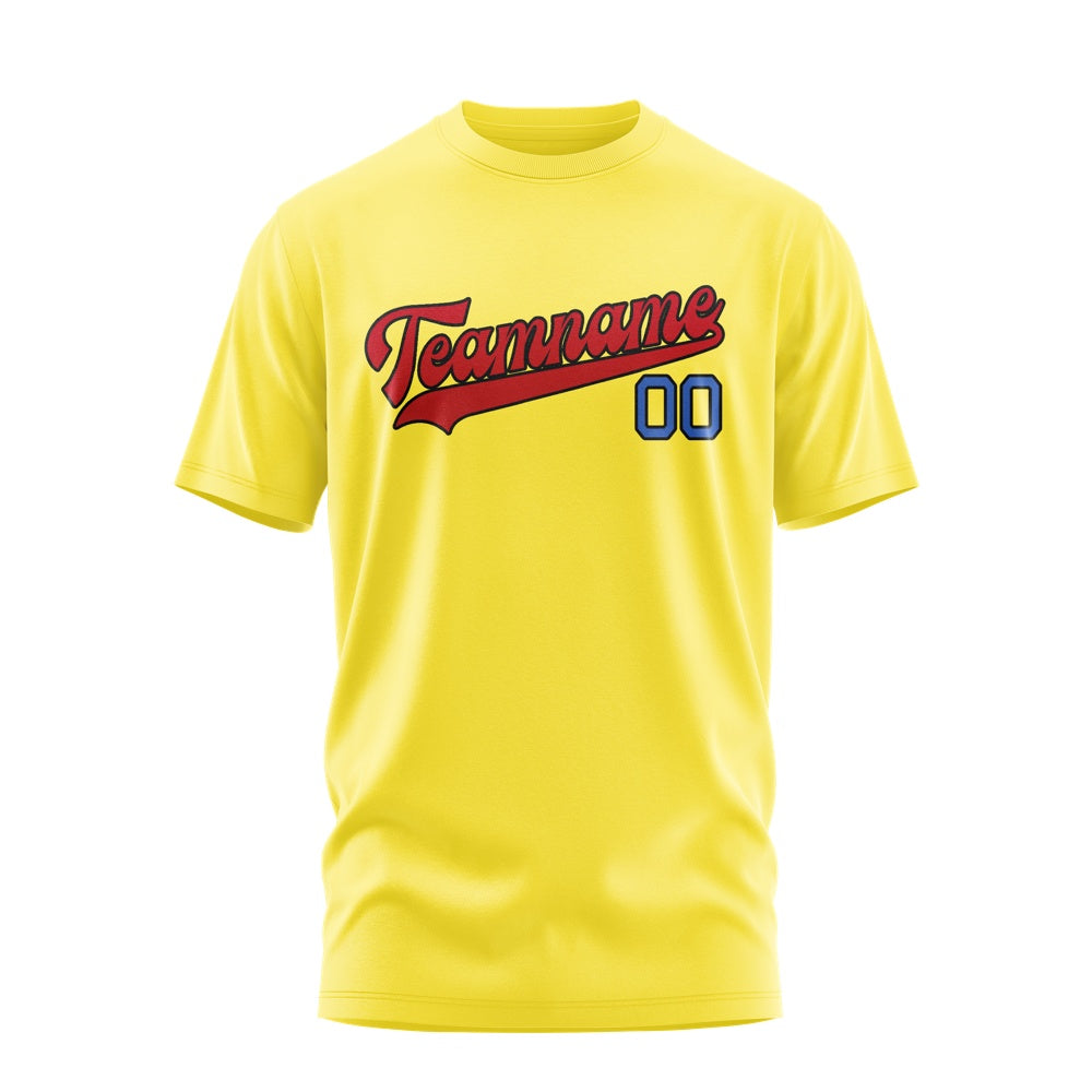 Custom Light Yellow Red T-Shirt