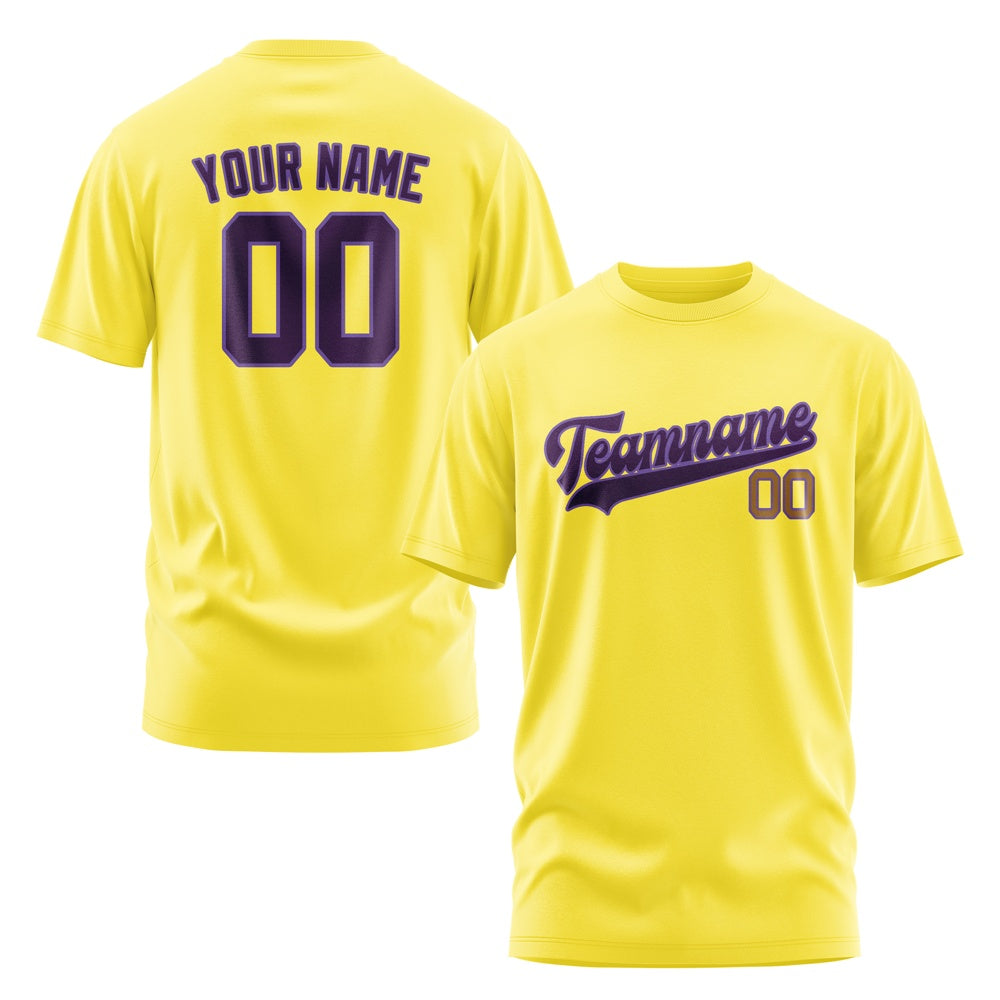Custom Light Yellow Purple T-Shirt