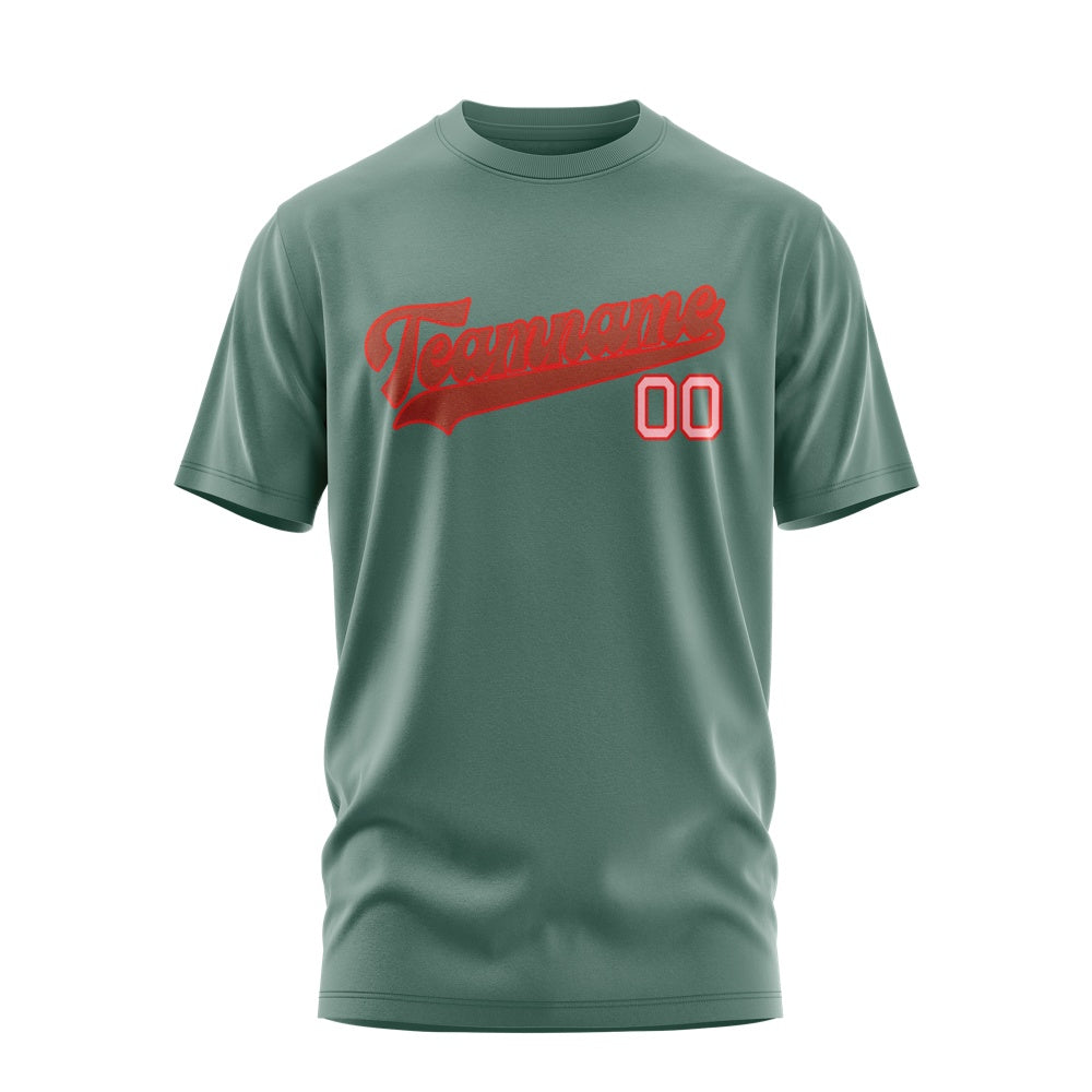 Custom Blue Green Coral Red T-Shirt