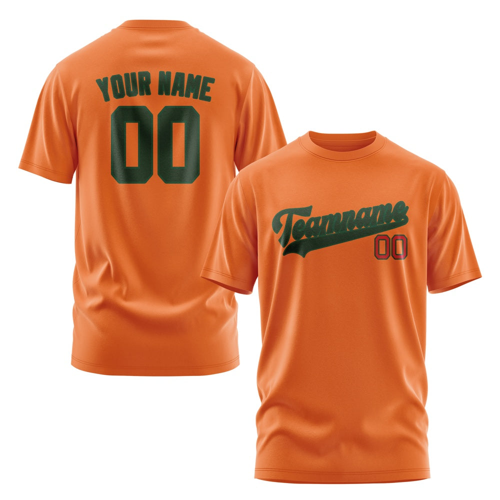Custom Orange Dark Green T-Shirt