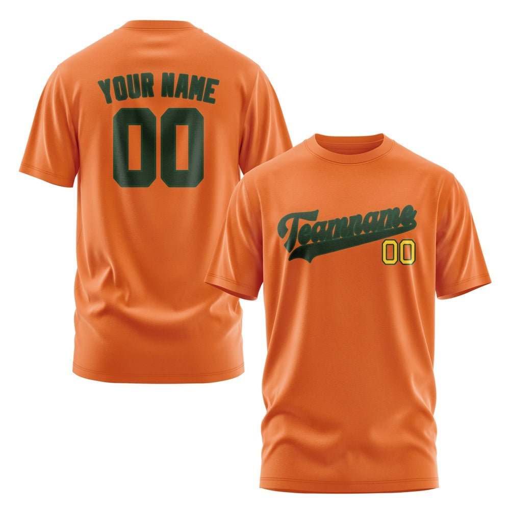 Custom Orange Dark Green T-Shirt