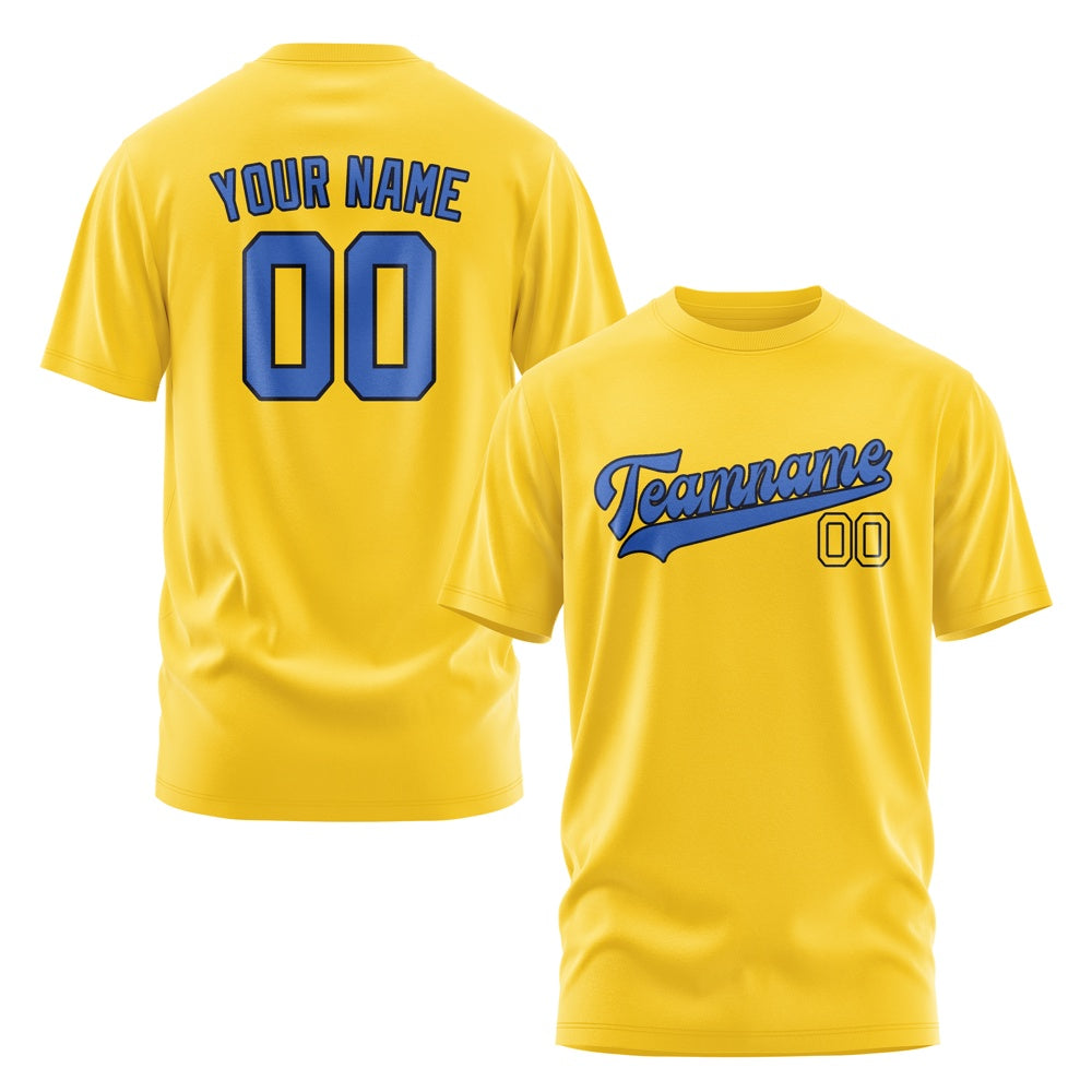 Custom Gold Sky Blue T-Shirt